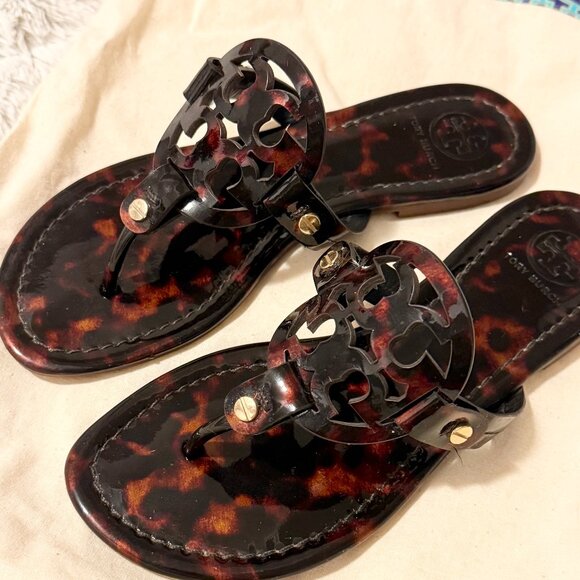 Tory Burch Miller Sandals_Size 5.5_Tortoise Patent - Picture 1 of 11